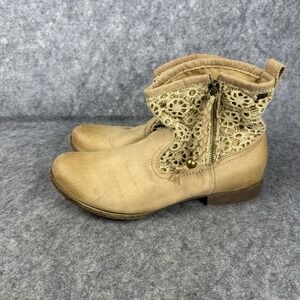 Roxy Malden  Slouch Ankle Boots Size‎ 9 Tan/Crochet Top